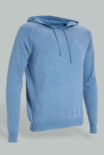 تنزيل الصورة على معرض الصور، Redtag-Blue-Cashmire-Like-Hoody-Sweater-Cardigans-Men&#39;s-
