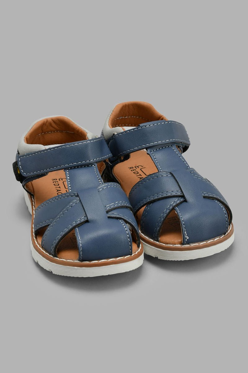 Redtag-Navy-Strappy-Comfort-Sandal-Comfort-Boys-3 to 5 Years