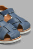 Redtag-Navy-Strappy-Comfort-Sandal-Comfort-Boys-3 to 5 Years