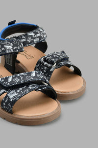 Redtag-Navy-Printed-Sporty-Sandal-Sandals-Boys-3 to 5 Years