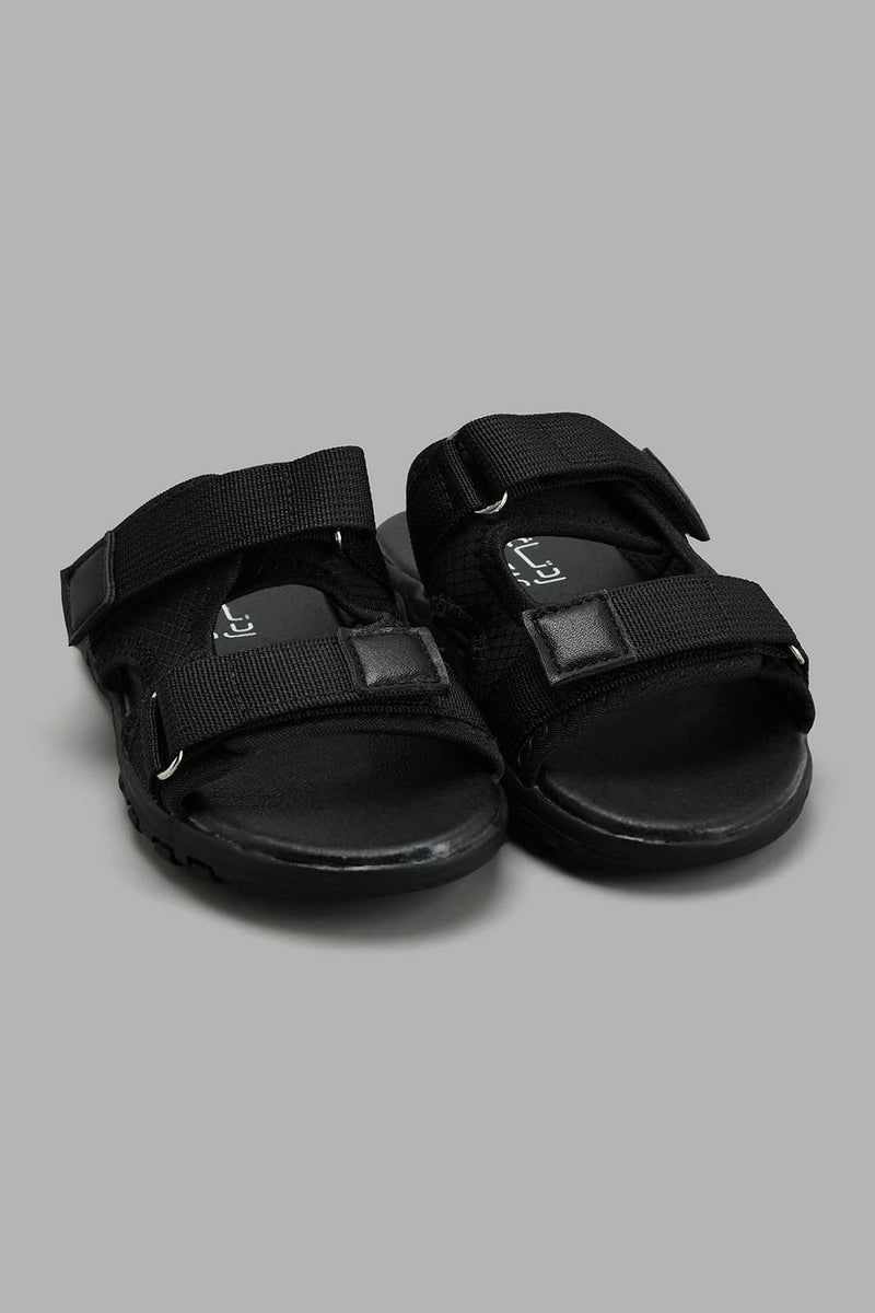 Redtag-Black-Sporty-Slide-Sandal-Sandals-Senior-Boys-5 to 14 Years