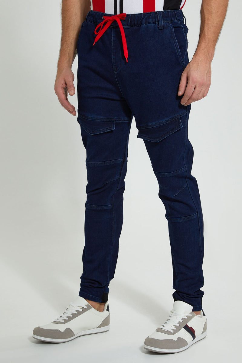 Redtag-Indigo-Pull-On-Knit-Denim-Jean-Jeans-Slim-Fit-Men's-