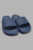 Redtag-Navy-Embossed-Slide-Sliders-Senior-Boys-5 to 14 Years