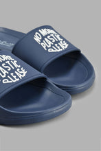 تنزيل الصورة على معرض الصور، Redtag-Navy-Slogan-Embossed-Slide-Sliders-Senior-Boys-5 to 14 Years
