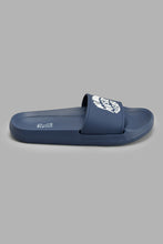 تنزيل الصورة على معرض الصور، Redtag-Navy-Slogan-Embossed-Slide-Sliders-Senior-Boys-5 to 14 Years
