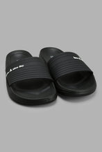 Load image into Gallery viewer, Redtag-Black-Embossed-Slide-Sliders-Men&#39;s-
