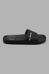 Redtag-Black-Embossed-Slide-Sliders-Men's-