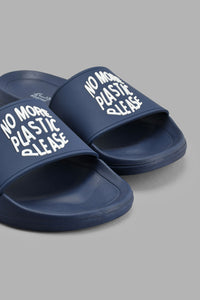 Redtag-Navy-Slogan-Embossed-Slide-Sliders-Men's-