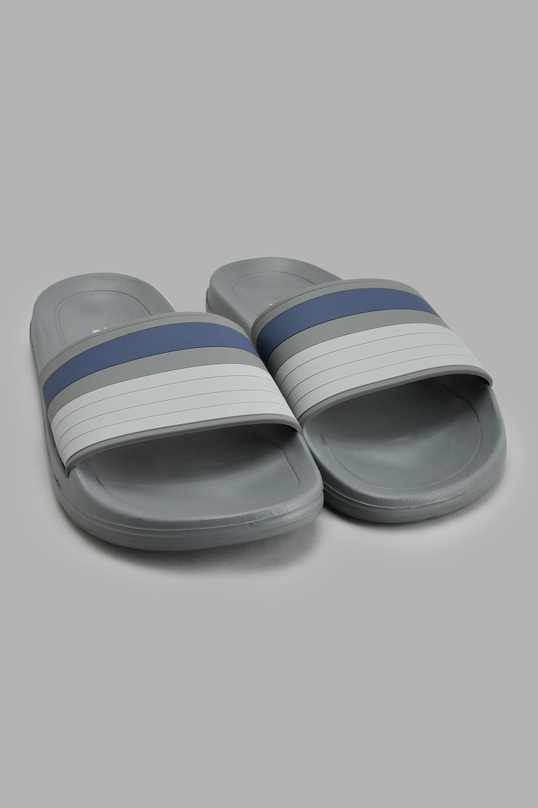 Redtag-Grey-Stripe-Embossed-Slide-Sliders-Men's-