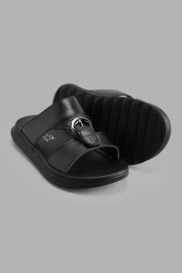 Redtag-Black-Traditional-Slide-Sandal-Sandals-Boys-3 to 5 Years