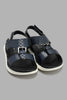 Redtag-Navy-Traditional-Slide-Sandal-With-Backstrap-Sandals-Boys-3 to 5 Years