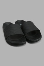 Load image into Gallery viewer, Redtag-Black-Geometric-Slide-Sliders-Men&#39;s-
