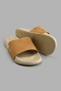 Redtag-Beige-Slide-With-Brown-Strap-Colour:Beige,-Filter:Men's-Footwear,-Men-Flip-Flops,-New-In,-New-In-Men-FOO,-Non-Sale,-S22A,-Section:Men-Men's-