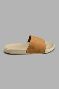 Redtag-Beige-Slide-With-Brown-Strap-Colour:Beige,-Filter:Men's-Footwear,-Men-Flip-Flops,-New-In,-New-In-Men-FOO,-Non-Sale,-S22A,-Section:Men-Men's-