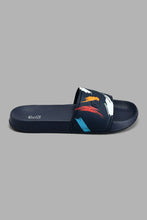 Load image into Gallery viewer, Redtag-Navy-Splash-Print-Slide-Colour:Navy,-Filter:Men&#39;s-Footwear,-Men-Flip-Flops,-New-In,-New-In-Men-FOO,-Non-Sale,-S22A,-Section:Men-Men&#39;s-
