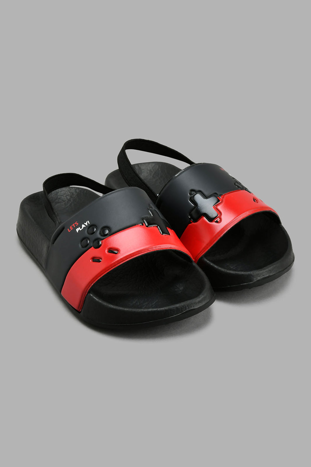 Redtag-Black-Gaming-Slide-With-Backstrap-Boys-Flip-Flops,-Colour:Black,-Filter:Boys-Footwear-(3-to-5-Yrs),-New-In,-New-In-BOY-FOO,-Non-Sale,-S22A,-Section:Kidswear-Boys-3 to 5 Years