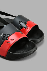 Redtag-Black-Gaming-Slide-With-Backstrap-Boys-Flip-Flops,-Colour:Black,-Filter:Boys-Footwear-(3-to-5-Yrs),-New-In,-New-In-BOY-FOO,-Non-Sale,-S22A,-Section:Kidswear-Boys-3 to 5 Years