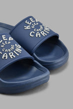 Load image into Gallery viewer, Redtag-Navy-Slogan-Embossed-Slide-Boys-Flip-Flops,-Colour:Navy,-Filter:Boys-Footwear-(3-to-5-Yrs),-New-In,-New-In-BOY-FOO,-Non-Sale,-S22A,-Section:Kidswear-Boys-3 to 5 Years
