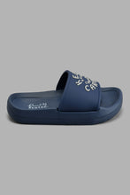 Load image into Gallery viewer, Redtag-Navy-Slogan-Embossed-Slide-Boys-Flip-Flops,-Colour:Navy,-Filter:Boys-Footwear-(3-to-5-Yrs),-New-In,-New-In-BOY-FOO,-Non-Sale,-S22A,-Section:Kidswear-Boys-3 to 5 Years
