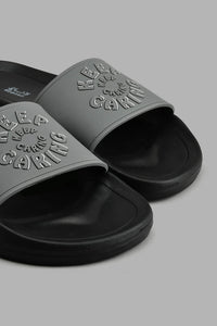 Redtag-Black-Slogan-Embossed-Slide-Colour:Black,-Filter:Men's-Footwear,-Men-Flip-Flops,-New-In,-New-In-Men-FOO,-Non-Sale,-S22A,-Section:Men-Men's-