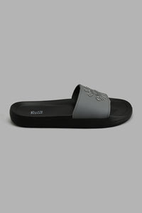 Redtag-Black-Slogan-Embossed-Slide-Colour:Black,-Filter:Men's-Footwear,-Men-Flip-Flops,-New-In,-New-In-Men-FOO,-Non-Sale,-S22A,-Section:Men-Men's-