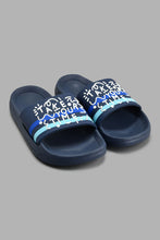 Load image into Gallery viewer, Redtag-Navy-Slogan-Print-Slide-Boys-Flip-Flops,-Colour:Navy,-Filter:Boys-Footwear-(3-to-5-Yrs),-New-In,-New-In-BOY-FOO,-Non-Sale,-S22A,-Section:Kidswear-Boys-3 to 5 Years
