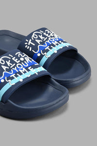 Redtag-Navy-Slogan-Print-Slide-Boys-Flip-Flops,-Colour:Navy,-Filter:Boys-Footwear-(3-to-5-Yrs),-New-In,-New-In-BOY-FOO,-Non-Sale,-S22A,-Section:Kidswear-Boys-3 to 5 Years