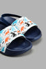 Redtag-Navy-Dinosaur-Print-Slide-With-Backstrap-Boys-Flip-Flops,-Character,-Colour:Navy,-Filter:Boys-Footwear-(3-to-5-Yrs),-New-In,-New-In-BOY-FOO,-Non-Sale,-S22A,-Section:Kidswear-Boys-3 to 5 Years