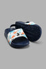 Redtag-Navy-Dinosaur-Print-Slide-With-Backstrap-Boys-Flip-Flops,-Character,-Colour:Navy,-Filter:Boys-Footwear-(3-to-5-Yrs),-New-In,-New-In-BOY-FOO,-Non-Sale,-S22A,-Section:Kidswear-Boys-3 to 5 Years