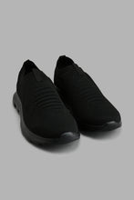 Load image into Gallery viewer, Redtag-Triple-Black-Ribbed-Knit-Slip-On-Colour:Black,-Filter:Men&#39;s-Footwear,-Men-Trainers,-New-In,-New-In-Men-FOO,-Non-Sale,-S22A,-Section:Men-Men&#39;s-
