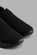 Load image into Gallery viewer, Redtag-Triple-Black-Ribbed-Knit-Slip-On-Colour:Black,-Filter:Men&#39;s-Footwear,-Men-Trainers,-New-In,-New-In-Men-FOO,-Non-Sale,-S22A,-Section:Men-Men&#39;s-
