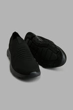 Load image into Gallery viewer, Redtag-Triple-Black-Ribbed-Knit-Slip-On-Colour:Black,-Filter:Men&#39;s-Footwear,-Men-Trainers,-New-In,-New-In-Men-FOO,-Non-Sale,-S22A,-Section:Men-Men&#39;s-
