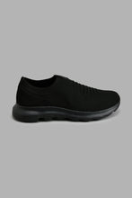 Load image into Gallery viewer, Redtag-Triple-Black-Ribbed-Knit-Slip-On-Colour:Black,-Filter:Men&#39;s-Footwear,-Men-Trainers,-New-In,-New-In-Men-FOO,-Non-Sale,-S22A,-Section:Men-Men&#39;s-
