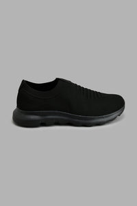 Redtag-Triple-Black-Ribbed-Knit-Slip-On-Colour:Black,-Filter:Men's-Footwear,-Men-Trainers,-New-In,-New-In-Men-FOO,-Non-Sale,-S22A,-Section:Men-Men's-