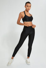Load image into Gallery viewer, Redtag-Black-Sports-Bra-With-Printed-Strappy-Active-Tees-Women&#39;s-0
