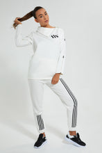 تنزيل الصورة على معرض الصور، Redtag-White-Placement-Print-SweaT-Shirt-With-Zip-At-Shoulder-Active-Sweatshirts-Women&#39;s-0
