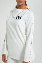 تنزيل الصورة على معرض الصور، Redtag-White-Placement-Print-SweaT-Shirt-With-Zip-At-Shoulder-Active-Sweatshirts-Women&#39;s-0
