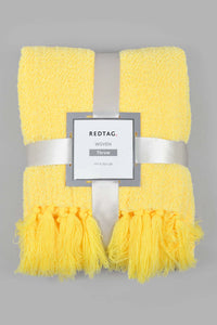 Redtag-Yellow-Textured-Woven-Throw-With-Fringles-Throws-Home-Bedroom-