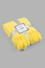 Load image into Gallery viewer, Redtag-Yellow-Textured-Woven-Throw-With-Fringles-Throws-Home-Bedroom-
