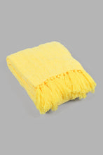 Load image into Gallery viewer, Redtag-Yellow-Textured-Woven-Throw-With-Fringles-Throws-Home-Bedroom-
