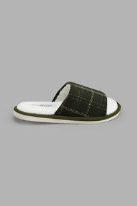 Redtag-Black-Mule-Checkered-Slipper-Slippers-Men's-