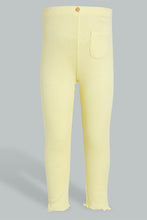 Load image into Gallery viewer, Redtag-Yellow-Solid-Ribbed-Legging-Leggings-Infant-Girls-3 to 24 Months
