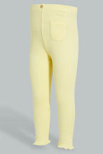 Load image into Gallery viewer, Redtag-Yellow-Solid-Ribbed-Legging-Leggings-Infant-Girls-3 to 24 Months
