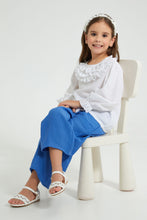 Load image into Gallery viewer, Redtag-White-Frilled-Neck-Blouse-Colour:White,-Filter:Girls-(2-to-8-Yrs),-Girls-Blouses,-New-In,-New-In-GIR,-Non-Sale,-S22B,-Section:Kidswear-Girls-2 to 8 Years
