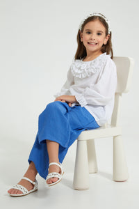 Redtag-White-Frilled-Neck-Blouse-Colour:White,-Filter:Girls-(2-to-8-Yrs),-Girls-Blouses,-New-In,-New-In-GIR,-Non-Sale,-S22B,-Section:Kidswear-Girls-2 to 8 Years