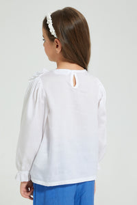 Redtag-White-Frilled-Neck-Blouse-Colour:White,-Filter:Girls-(2-to-8-Yrs),-Girls-Blouses,-New-In,-New-In-GIR,-Non-Sale,-S22B,-Section:Kidswear-Girls-2 to 8 Years