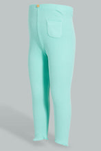 Load image into Gallery viewer, Redtag-Mint-Solid-Ribbed-Legging-Leggings-Infant-Girls-3 to 24 Months
