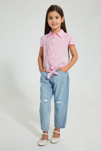 Redtag-Pink-Printed-Blouse-Blouses-Girls-2 to 8 Years