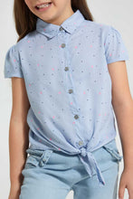 Load image into Gallery viewer, Blue Buttoned Top With a Knot
