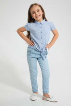 Load image into Gallery viewer, Blue Buttoned Top With a Knot
